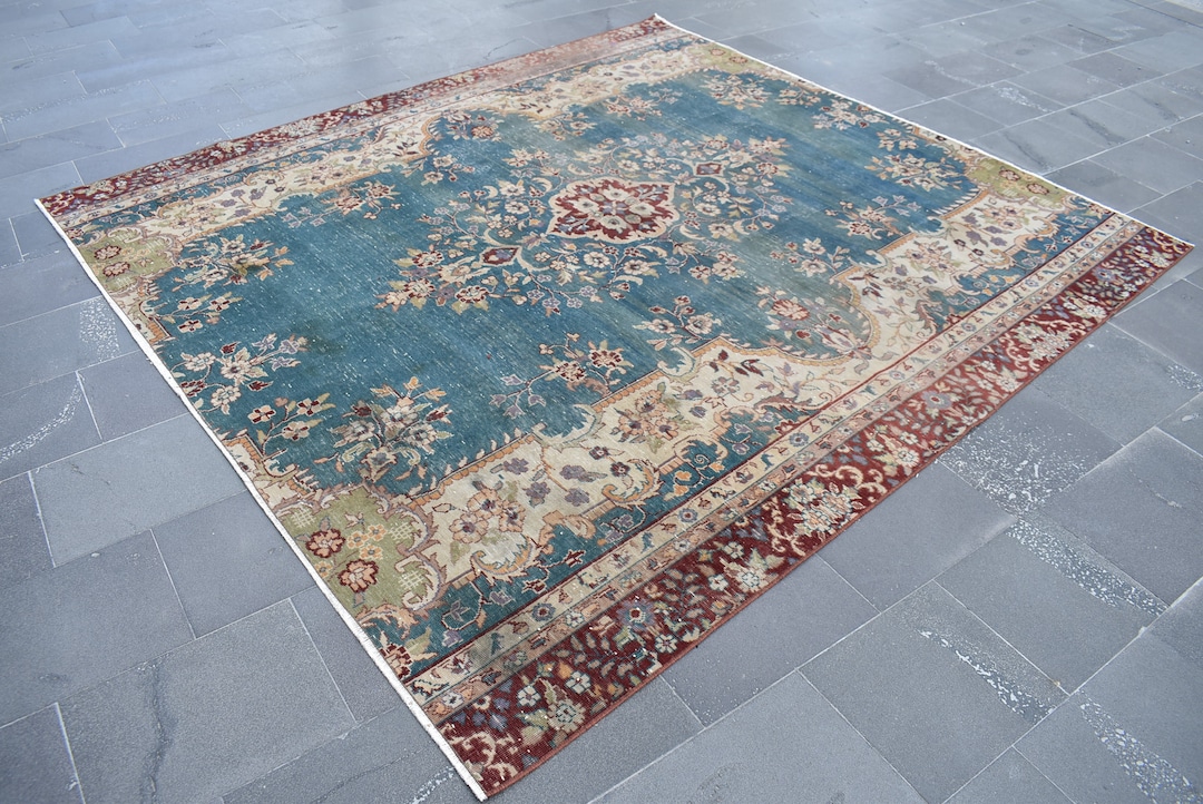Aztec Rugs Turquoise Handmade Aztec Rug, Modern Turkish Rug, Vintage Rug, Oriental Rug ...
