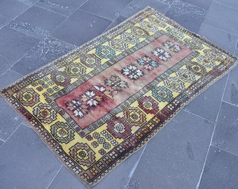 Tapis turc, tapis vintage, tapis fait main, tapis de coureur, tapis de couloir, tapis de couloir, tapis d'entrée, tapis Boho, tapis, 2,6 x 4,6 pi RAS0996