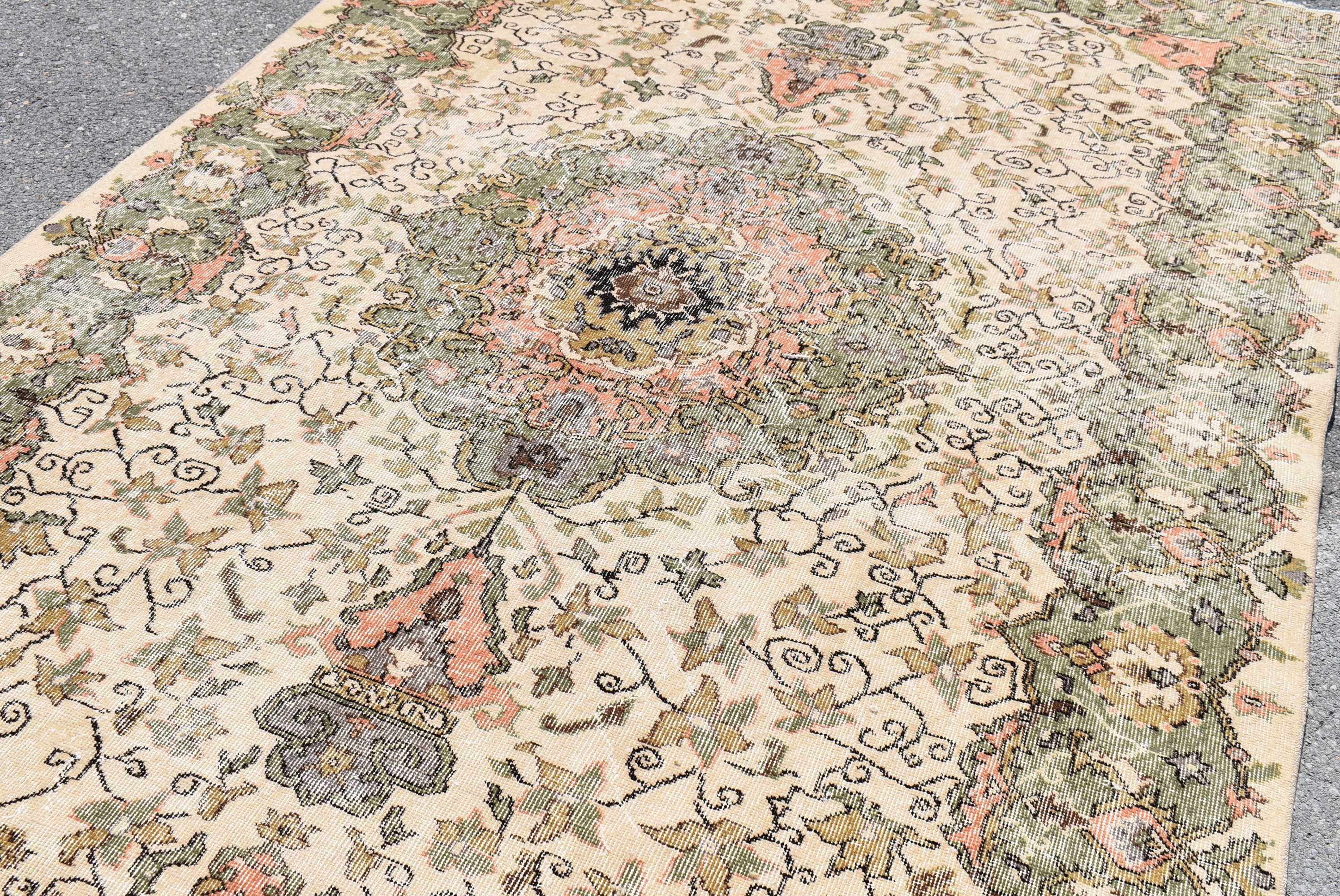 Green large area rug Vintage boho decor Turkish rug Etsy