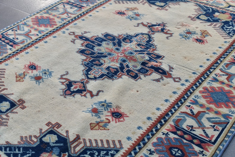 Tapis turc, tapis vintage, tapis fait main, tapis de zone, tapis Boho, décor Boho, tapis oriental de sol, décor à la maison, tapis, 3,9 x 5,3 pi RAS0041 image 4