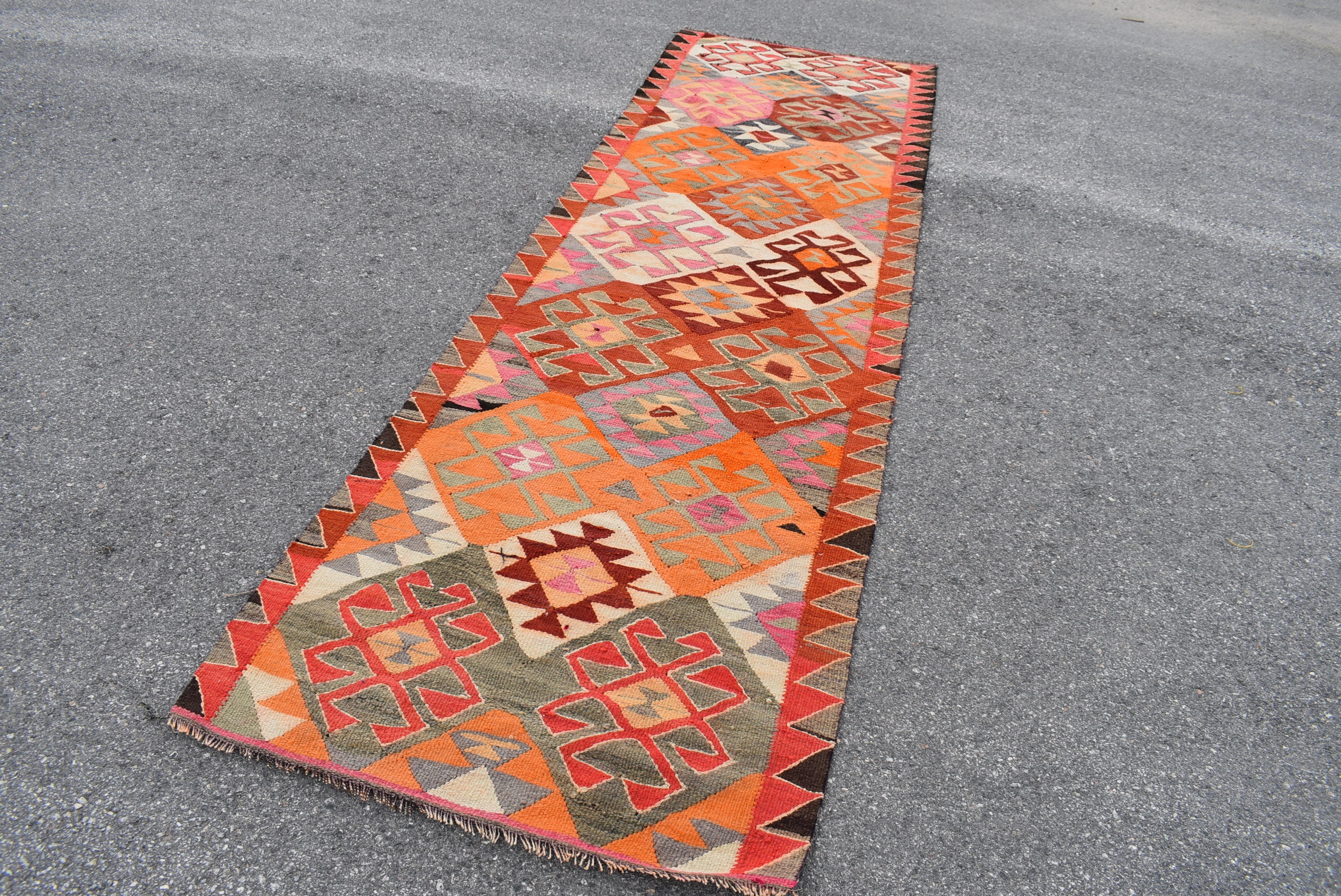 Orange kilim rug Turkish kilim runner rug Vintage hallway Etsy