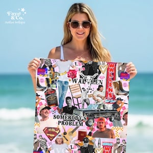 Custom Morgan Wallen Beach Towel | Country Music Collage Towel | Personalized Summer Gift for Fans | Soft & Vibrant Beach Accessory