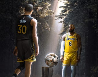 Descarga digital del diseño de baloncesto de Stephen Curry y LeBron James