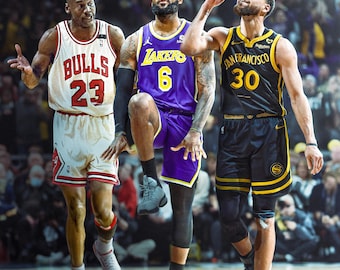 Descarga digital de diseño de baloncesto de Stephen Curry, LeBron James y Michael Jordan