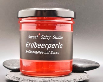 Erdbeerperle - Erdbeergelee mit Secco - Genuss - Geschenk - Frühling - Handmade - Konfitüre - Marmelade - Erdbeere - Gelee - Ostern