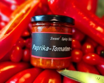 Paprika-Tomaten - Chutney - Geschenk - Männer- Mitbringsel - Handgemacht  - Überraschung - Relish - Vatertag- Grillen - Danke - DIY- Ostern