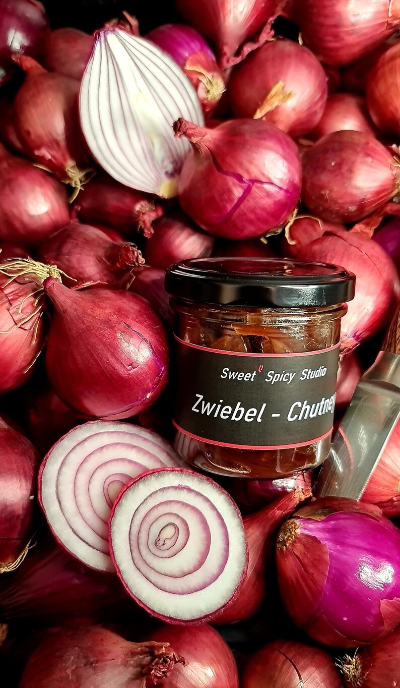 Rotes Zwiebel Chutney Zwiebelmarmelade Jam Handgemacht Überraschung Männer Genuss Herzhaft Würzig Ostern Grillen DIY Bild 1