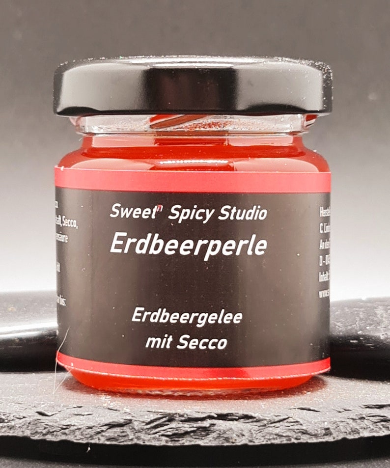 Erdbeerperle Erdbeergelee mit Secco Genuss Geschenk Frühling Handmade Konfitüre Marmelade Erdbeere Gelee Ostern 50 g