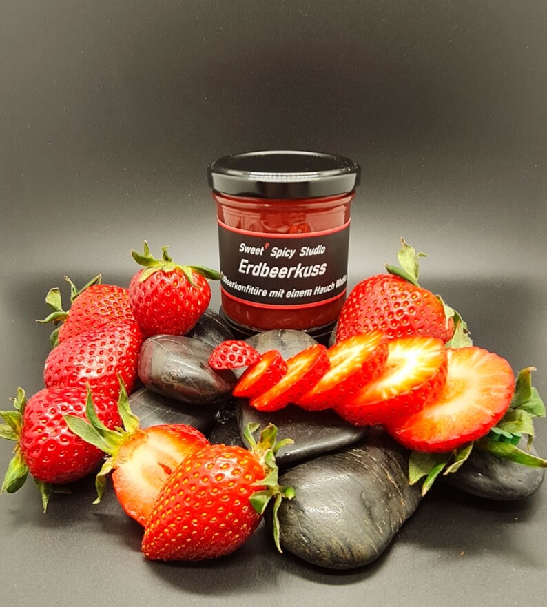 Strawberry kiss strawberry jam with a hint of vodka jam enjoyment gift handmade jam DIY jam Easter image 3