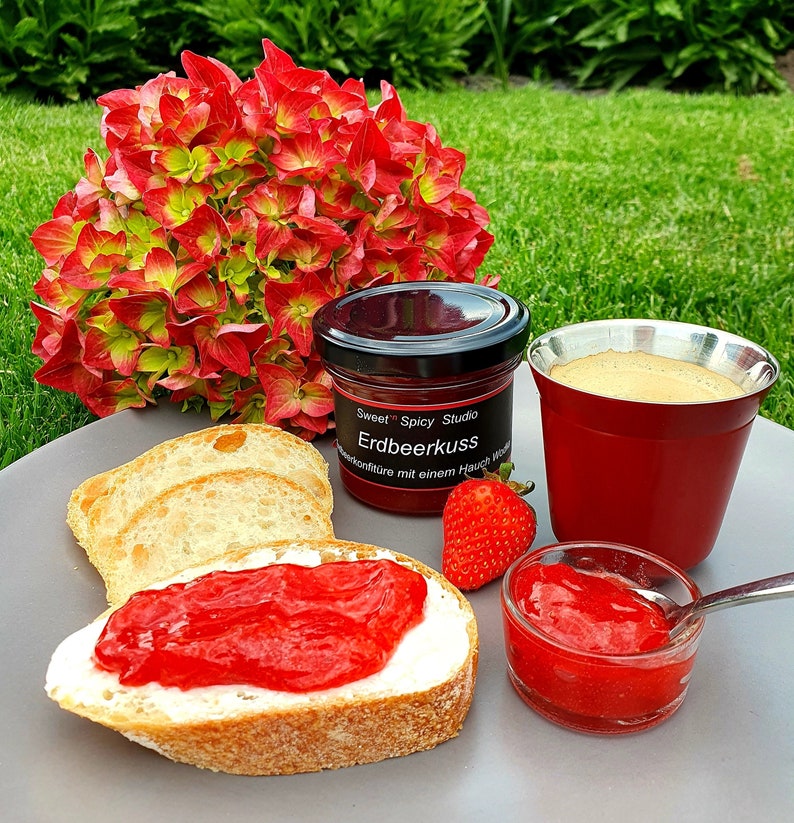 Strawberry kiss strawberry jam with a hint of vodka jam enjoyment gift handmade jam DIY jam Easter image 5