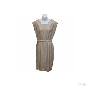 1950s Alexander Lipton Vintage Dress Sleeveless Belt Ivory Cream