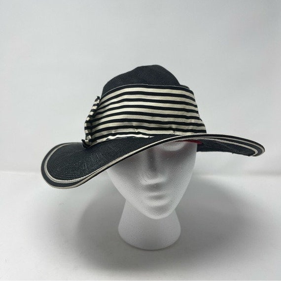 Georgi Vintage Hat Black Wide Grosgrain Ribbon Bo… - image 4