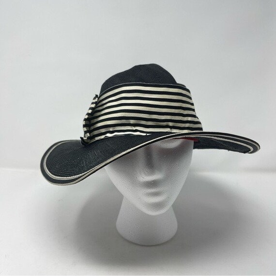 Georgi Vintage Hat Black Wide Grosgrain Ribbon Bo… - image 3