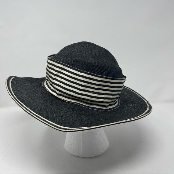 Georgi Vintage Hat Black Wide Grosgrain Ribbon Bo… - image 5