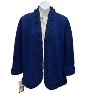 Vintage Mur Elen California Cardigan Pure Wool Size Large Blue