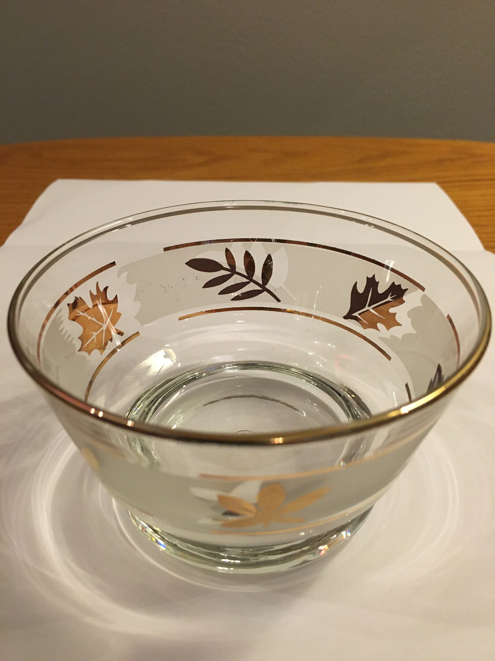Vintage Libbey Dessert/fruit Bowl Glass Frosted Gold Leaf Etsy
