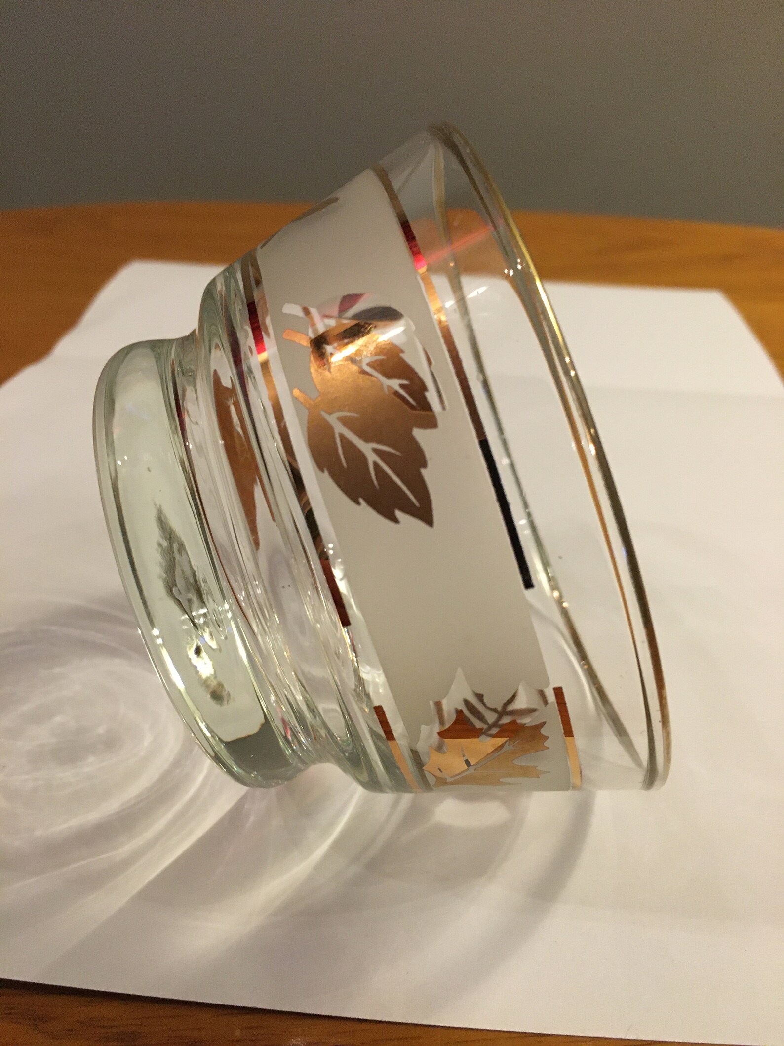 Vintage Libbey Dessert/fruit Bowl Glass Frosted Gold Leaf Etsy