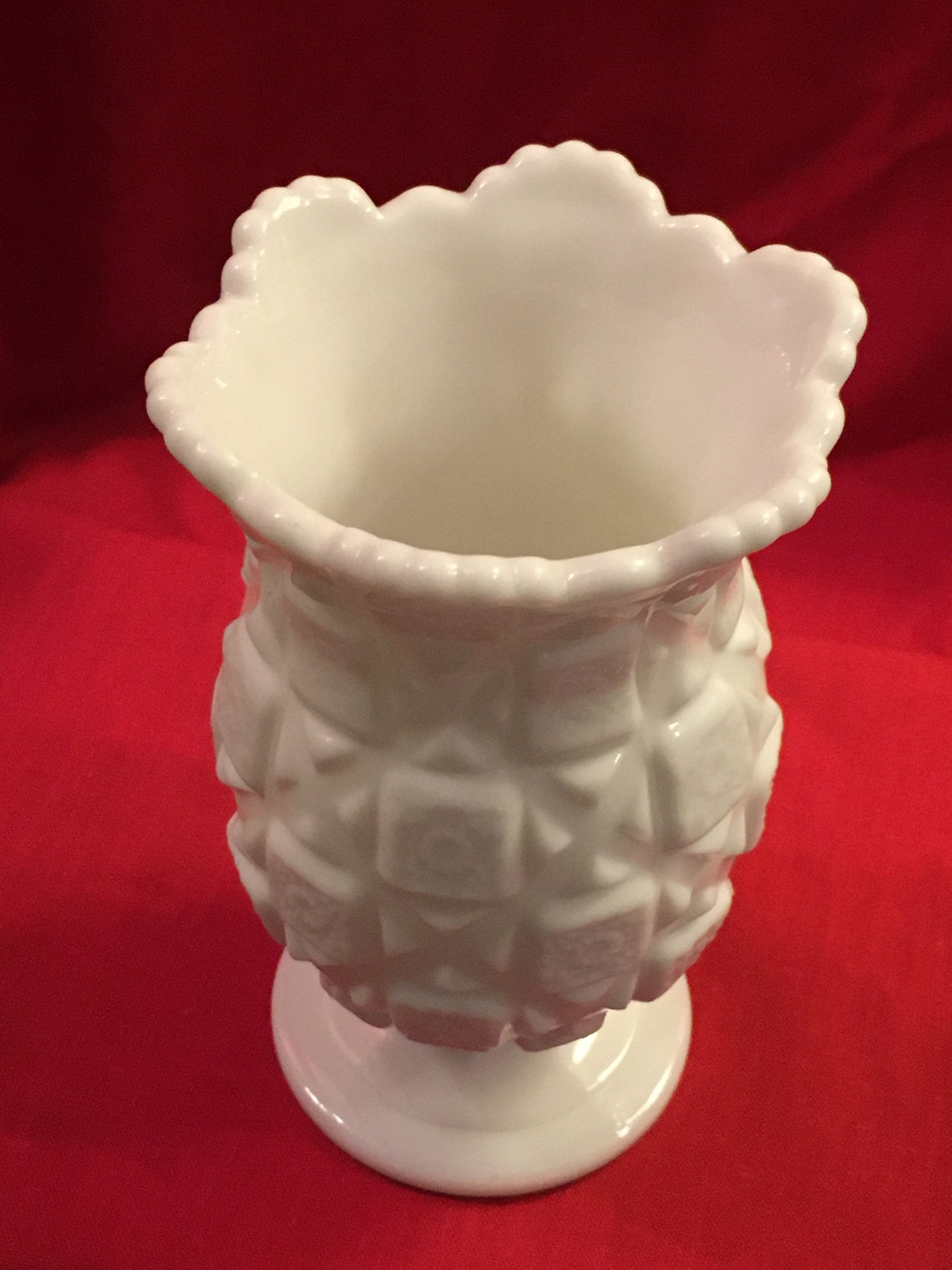 Vintage Milkglass Pineapple Vase White Footed stem vet goo Etsy