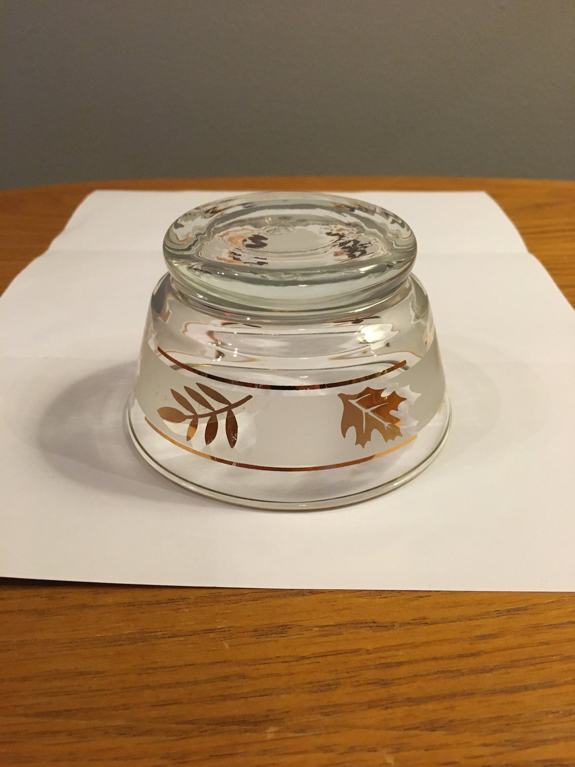 Vintage Libbey Dessert/fruit Bowl Glass Frosted Gold Leaf Etsy