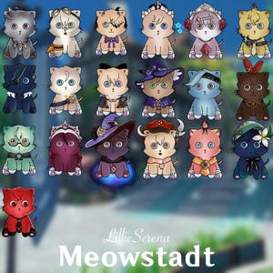 Cosplaying Cats - Mondstadt Liyue Inazuma Natlan Sumeru Fontaine Nod Krai Fatui Cute Anime Kitty Themed, Holographic Fanart Stickers Genshin