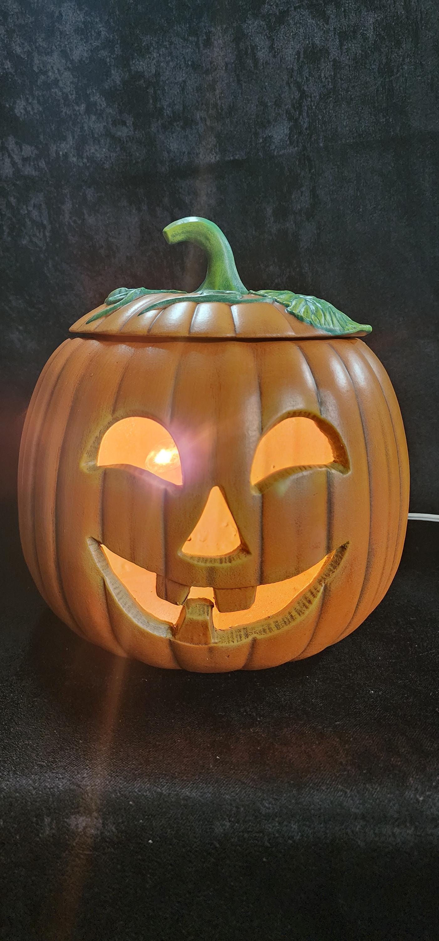 Hand Painted Ceramic Jack O' Lantern, Light up Halloween Decor - Etsy