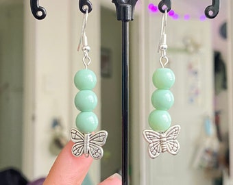 mint green butterfly earrings