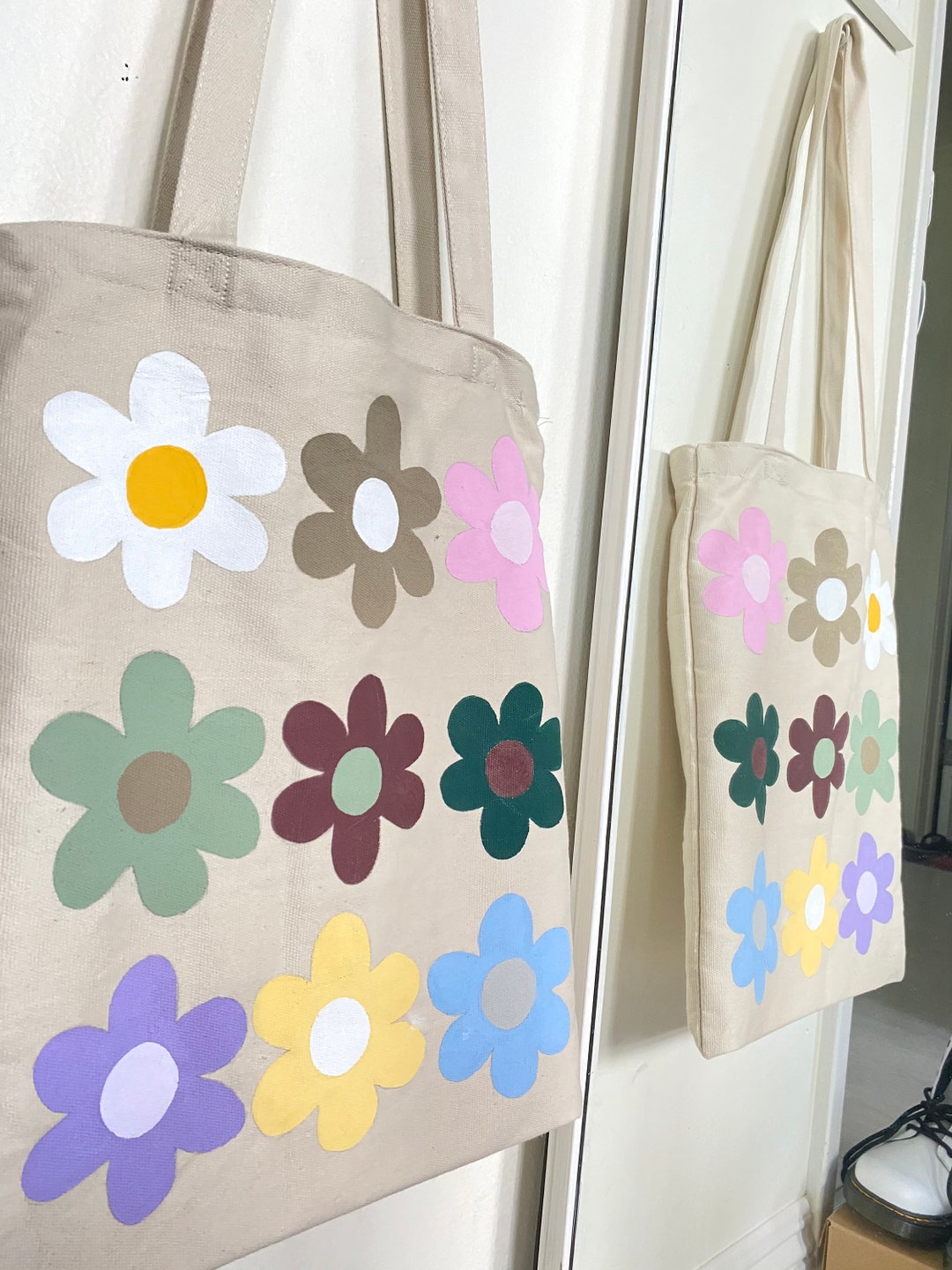Hand painted canvas tote bags best sale