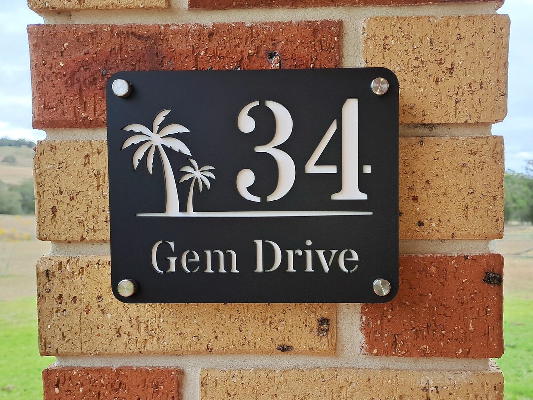 Palm Tree Address Plaque Tree Address Sign Etsy Australia