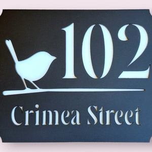 Blue Wren Address Plaque - Bird Address Sign