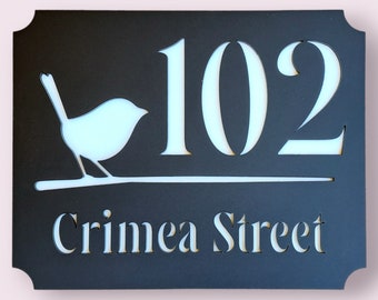 Blue Wren Address Plaque - Bird Address Sign
