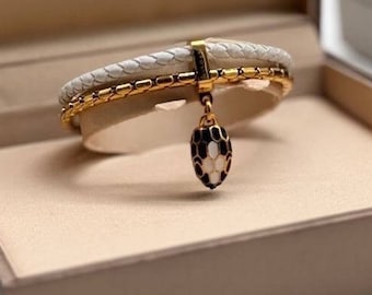 Golden bracelet with Snake Available in White , Green, Red/Orange
