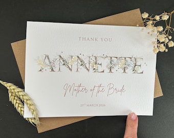 Personalised Mother of the Bride Card: Handmade Design, Thank You Card
