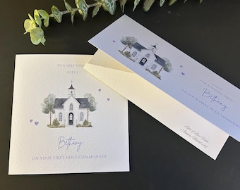 Personalised First Holy Communion Card and Matching Money/Gift Card Holder/Wallet For Girl