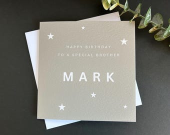 Brother Birthday Card: Personalised, Sage Green, Simple Design