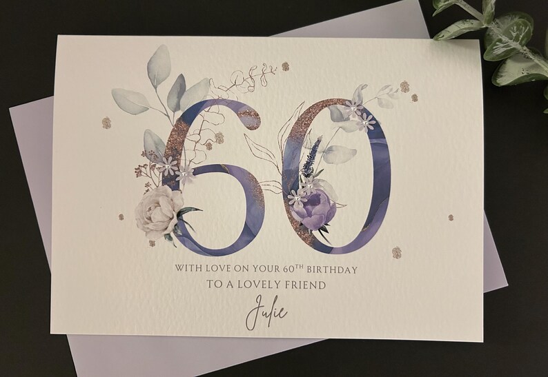 Personalised 70th Birthday Card for Her: Handmade A5 Card, Violet ...