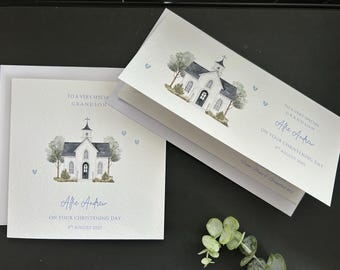 Personalised Christening Card and Matching Money/Gift Card Holder/Wallet: Boy