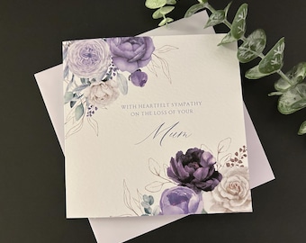 Sympathy Card, Bereavement, Condolence Card: Floral, Personalised