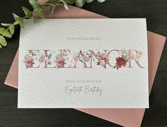 Personalised Pink Floral Birthday Card: Handmade A5 Size