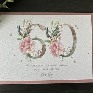 Personalised 60th Birthday Card: Handmade 300gsm Card