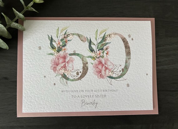 Personalised 60th Birthday Card: Handmade 300gsm Card