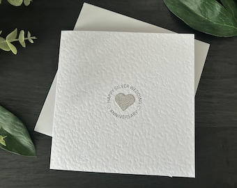 Tarjeta de plata para el 25.º aniversario de bodas: Corazón de plata