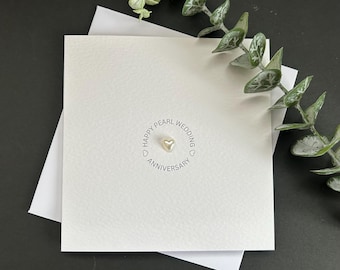Pearl 30th Anniversary Card: Handmade Heart Decoration