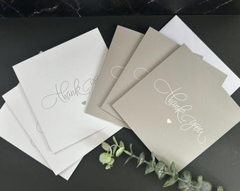 Handmade Thank You Cards, 2 Designs, White Envelopes, 6x6 Inch, Textured Cardstock