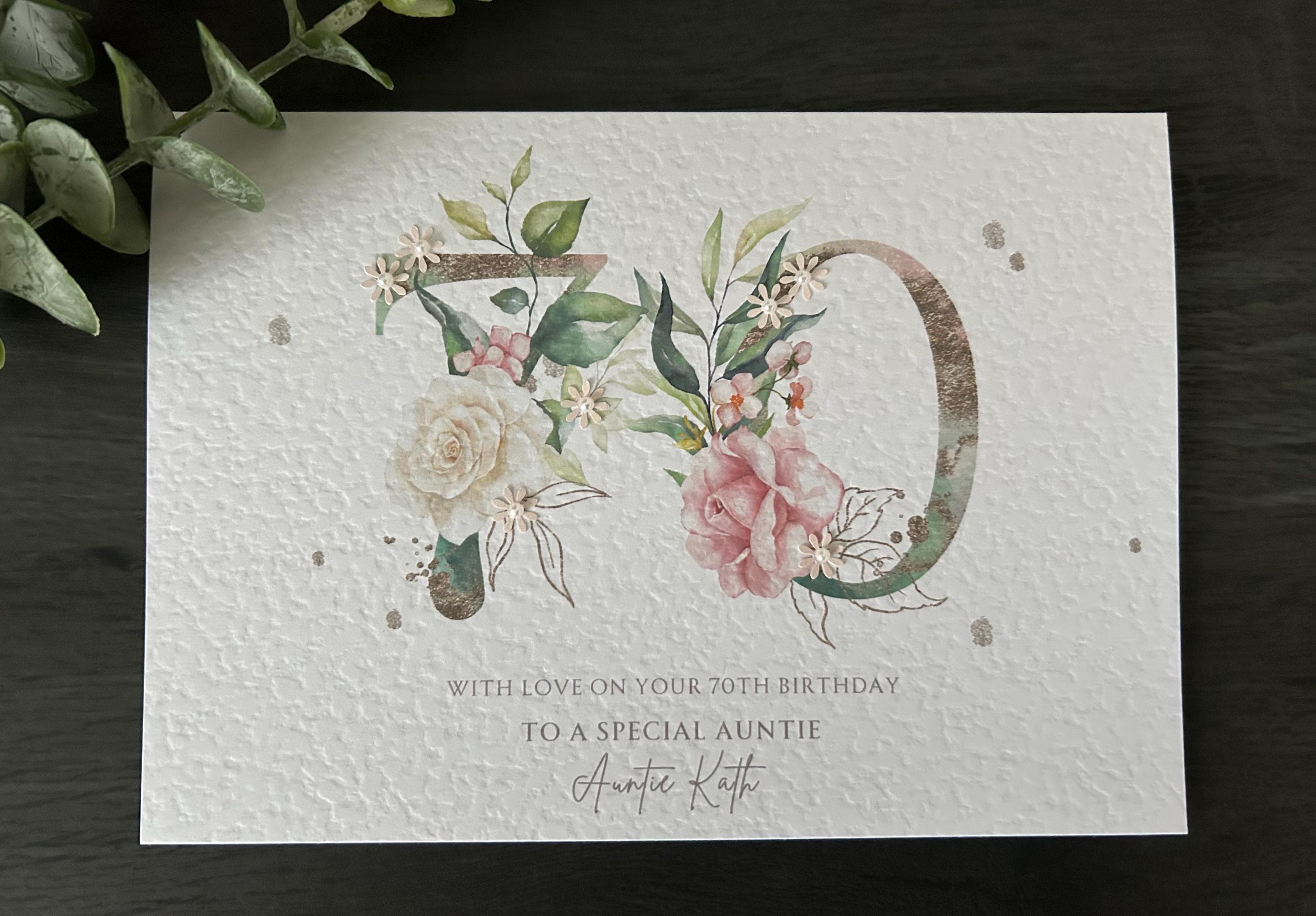 Personalised 70th Birthday Card for Her: Handmade A5 Card - Etsy UK