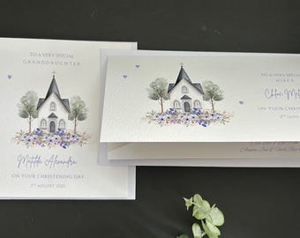 Personalised Christening Card and Matching Money/Gift Card Holder/Wallet: Girl