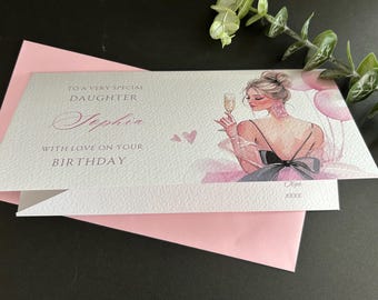 Cartera personalizada para dinero de cumpleaños: Cartera para tarjetas de regalo, para ella