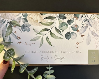 Personalised Floral Wedding Money Wallet: Handmade Card Holder (DL Size)
