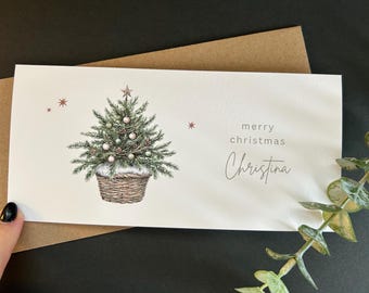 Personalised Christmas Money or Gift Card Wallet, Money Envelope, Handmade, Message inside