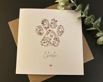 Personalised Pet Dog Bereavement Card: Handmade 6x6 Card