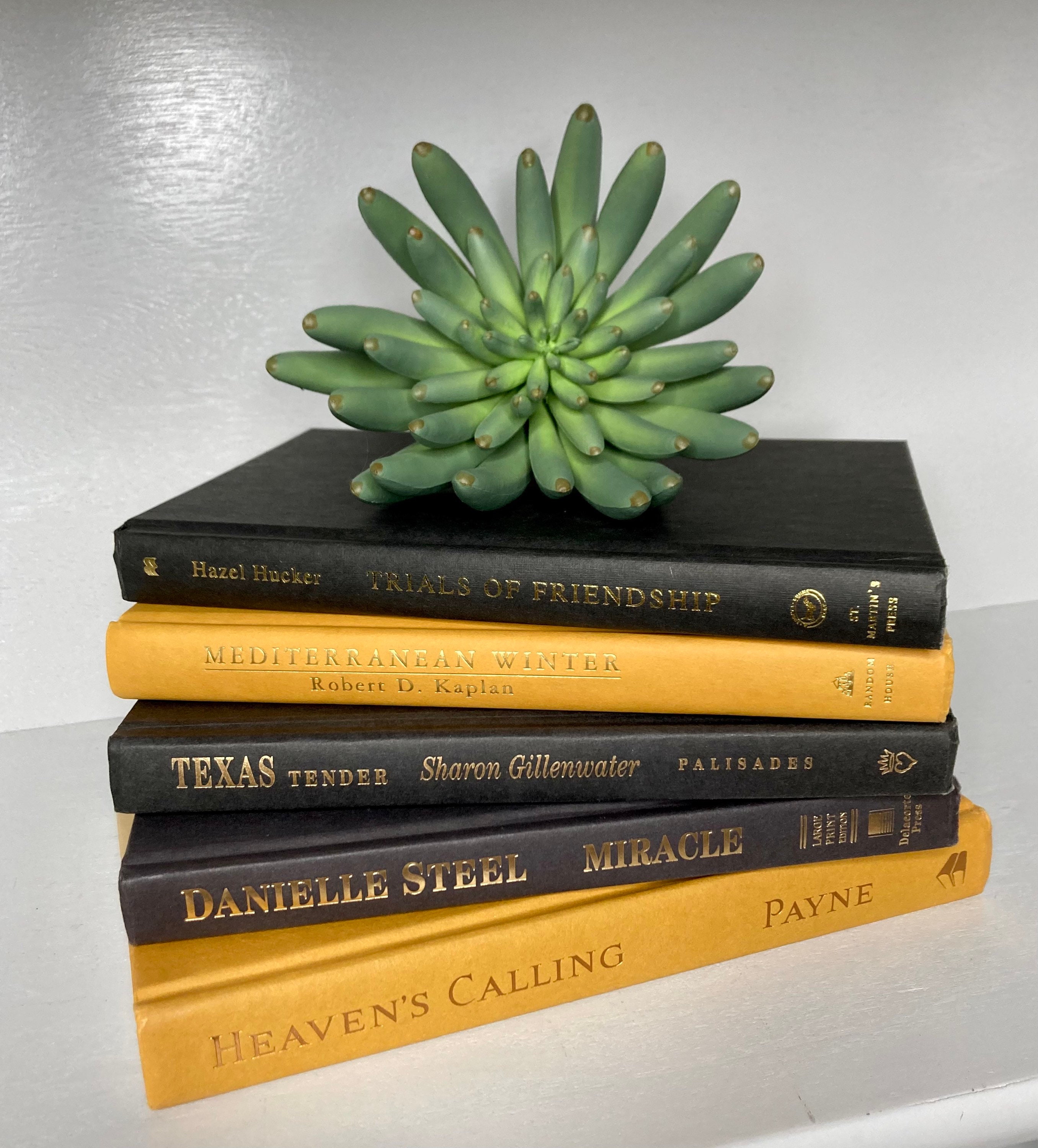 Black & Yellow Decor Stack of Books Decorative Designer Books for